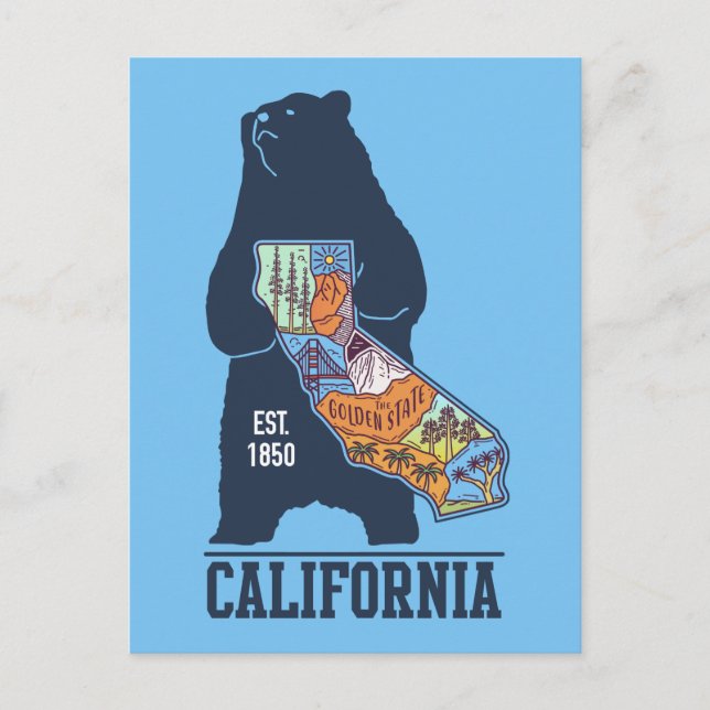 California Bear Golden Staat Postkarte (Vorderseite)
