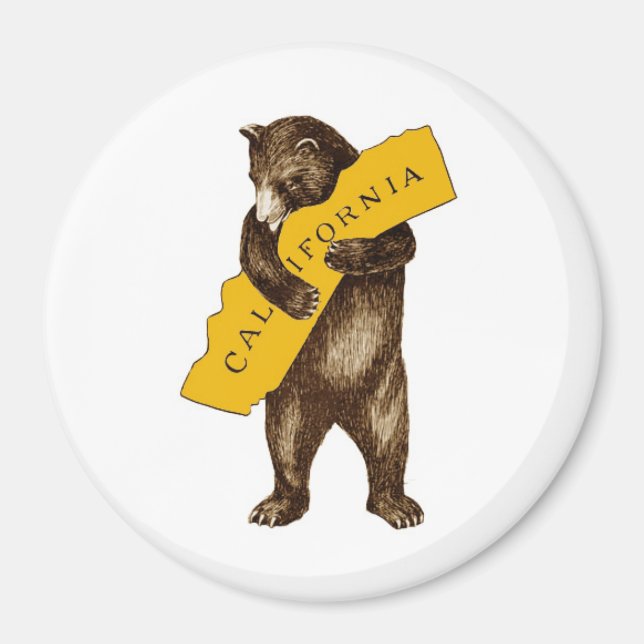 California Bear Hugging Staat I Liebe Kalifornien Magnet (Vorne)