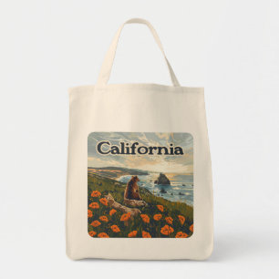 California Bear Poppies Blume Coast Retro Tragetasche
