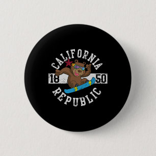 California Bear Snowboarder Snowboarder Button
