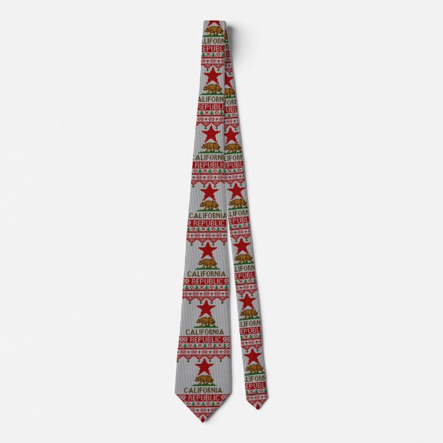 California Bear über Weihnachten Ugly Sweater Krawatte (Vorderseite)