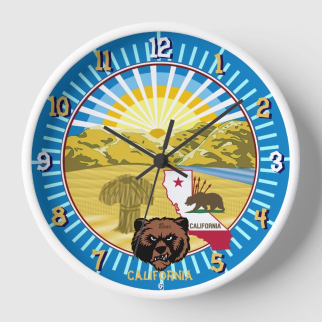 California Bear Wall Clock (veränderbarer Name der Uhr (Vorderseite)