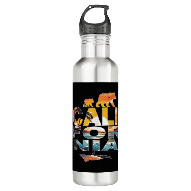 California Bears und Whale Edelstahlflasche (Vorderseite)