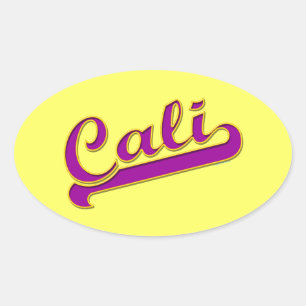 California Cali Logo Lila gelb Ovaler Aufkleber