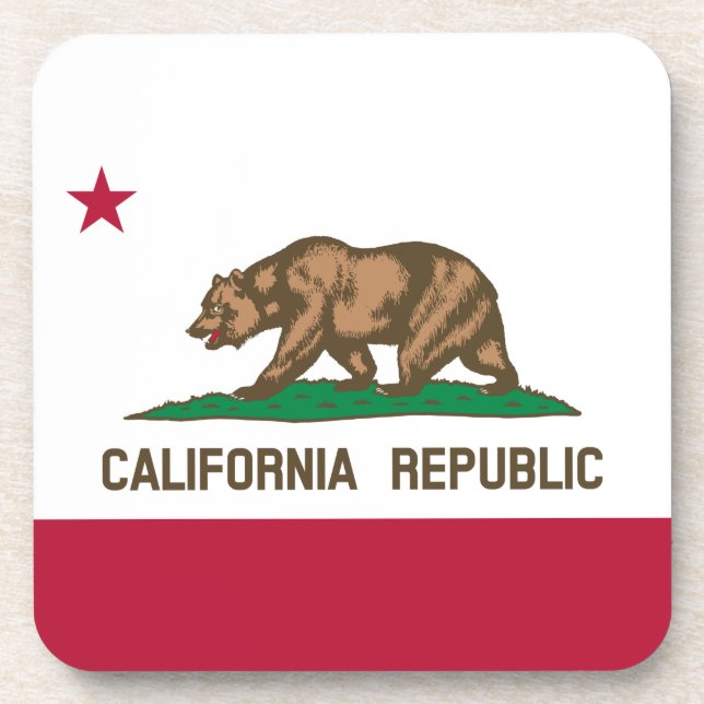 California Cali Republic Bear Flag, US States Getränkeuntersetzer (Vorderseite)