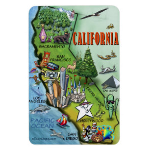 California Cartoons Map Magnet