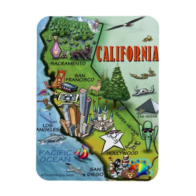 California Cartoons Map Magnet (Vertikal)