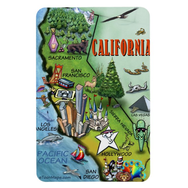 California Cartoons Map Magnet (Vertikal)
