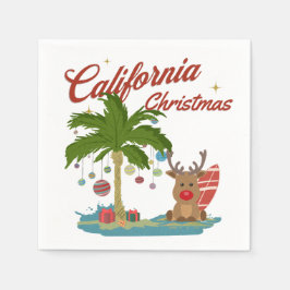 California Christmas Palm Tree and Reindeer Serviette