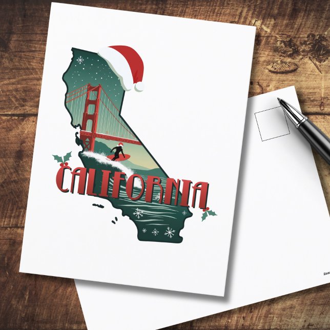 California Christmas Staat Karte Beschreibung (See the collection for matching items many of which can be edited & personalized)