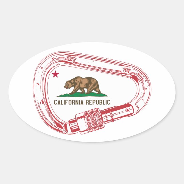 California Climbing Carabiner Ovaler Aufkleber (Vorderseite)