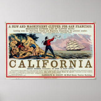 California Clipper Ship Historisches Repro-Poster Poster