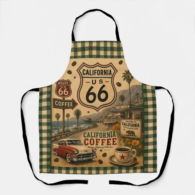 California Coastal Coffee Kitchen Route 66 Schürze (Vorderseite)