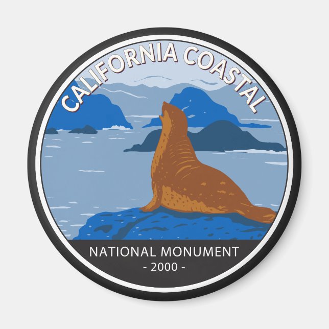 California Coastal National Monument Circle Retro Magnet (Vorne)