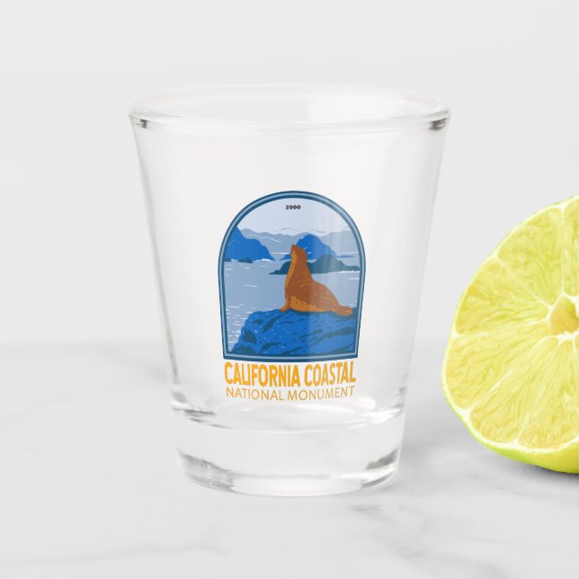 California Coastal National Monument Harbor Siegel Schnapsglas (Vorderseite)
