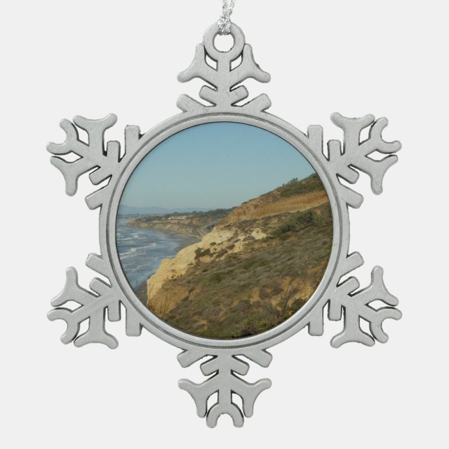 California Coastline Landschaftliche Reiselandscha Schneeflocken Zinn-Ornament (Vorderseite)
