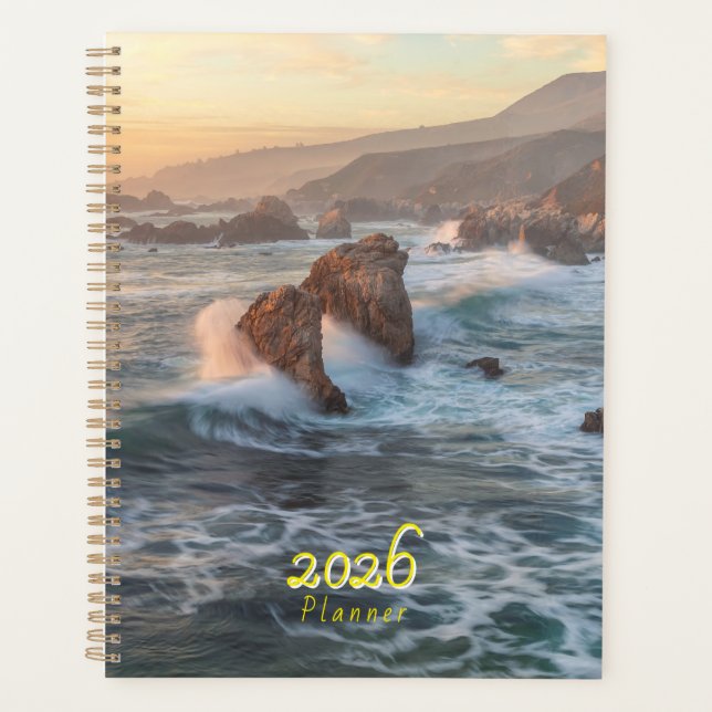 California Coastline Sunset with Crashing Waves  (Devant)