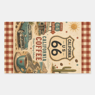 California Coffee Run Route 66 Vibes Aufkleber