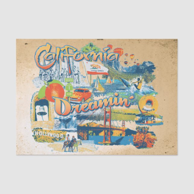 California Dream mit Sandstrand Seidenpapier (Vorderseite)