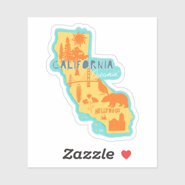 California Dreamin' Illustrierter Aufkleber (Blatt)