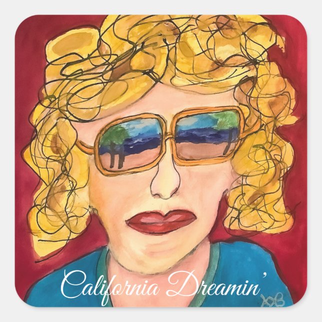 California Dreamin Quadratischer Aufkleber (Vorderseite)