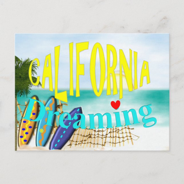 California Dreaming Sand Sand Surfszene Postkarte (Vorderseite)