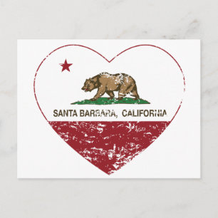 California Fahne santa barbara Herz bekümmert Postkarte