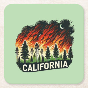 CALIFORNIA FIRE Schlüsselanhänger Rechteckiger Pappuntersetzer