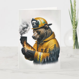 California Firefighter Bär für Danke Karte