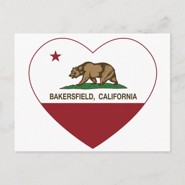 California Flag Bakfield Herz Postkarte (Vorderseite)