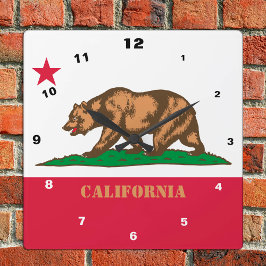 California Flag & California fashion/design USA Quadratische Wanduhr