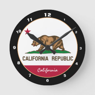 California Flag & California fashion /design USA Runde Wanduhr