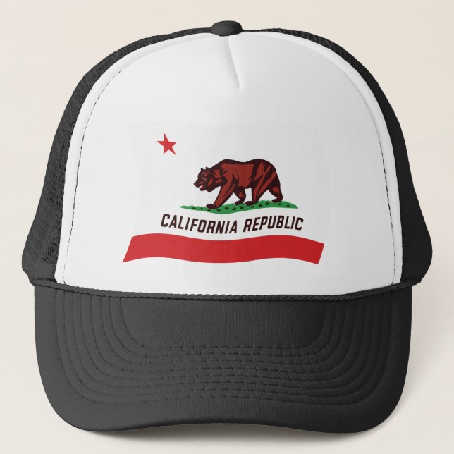 California Flag Hat Truckerkappe (Vorderseite)