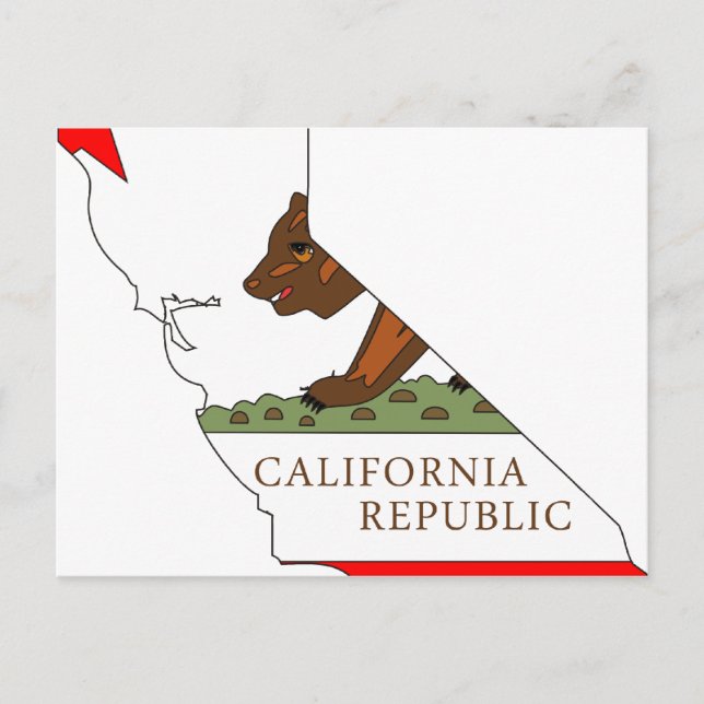 California Flag Map Postkarte (Vorderseite)