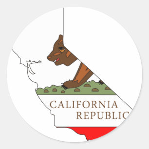 California Flag Map Runder Aufkleber