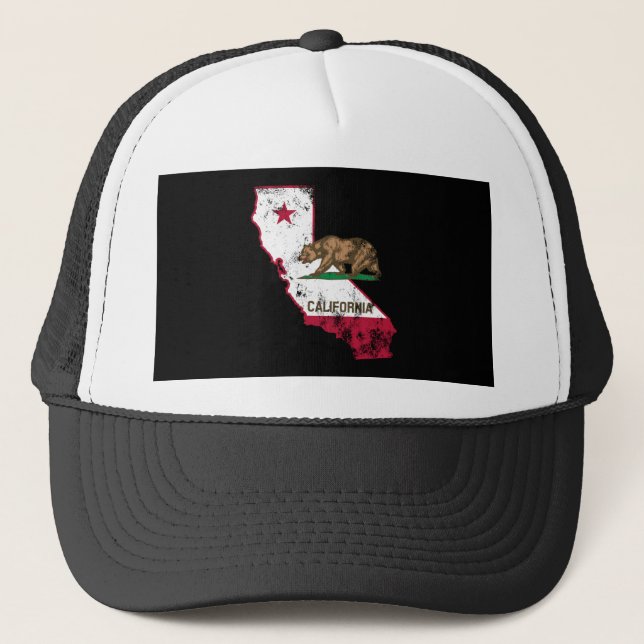 California Flag Patriotic Truckerkappe (Vorderseite)
