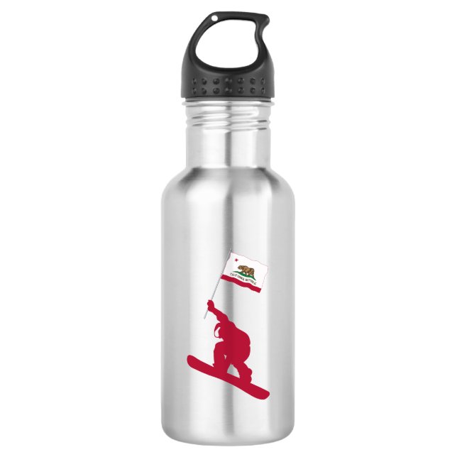 California Flag Snowboard Edelstahlflasche (Vorderseite)
