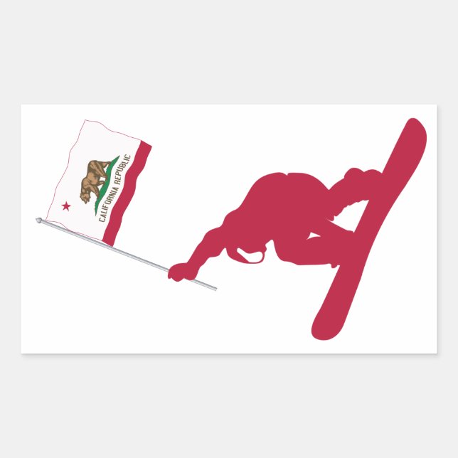 California Flag Snowboard Rechteckiger Aufkleber (Vorderseite)