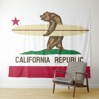 California Flag Surfbär Tapestry Wandteppich