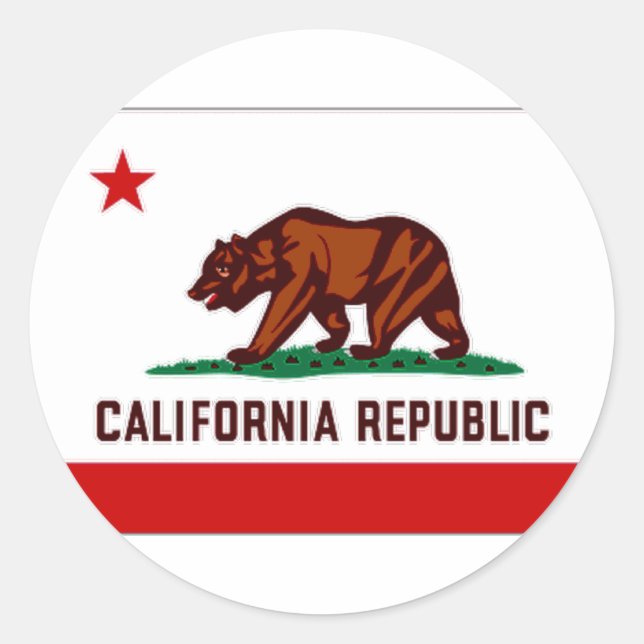 California Flag Vereinigte Staaten Runder Aufkleber (Vorderseite)