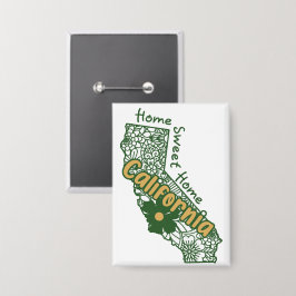 California Floral Doodles Button