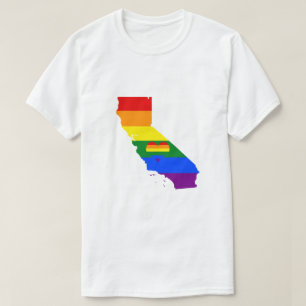 California Gay Pride Rainbow Flag Herz GLBTQ T-Shirt