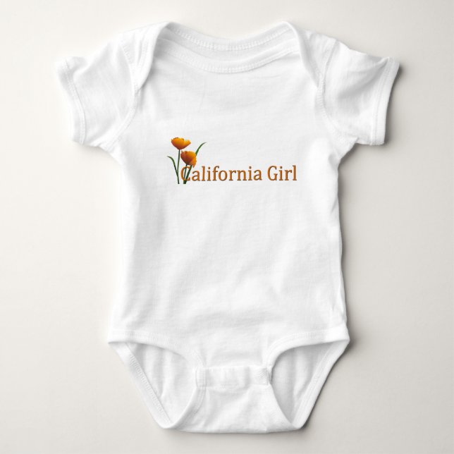 California Girl Poppies Säugling Baby Strampler (Vorderseite)