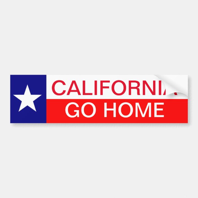 California GO ZUHAUSE Autoaufkleber Texas Texan  (Vorne)