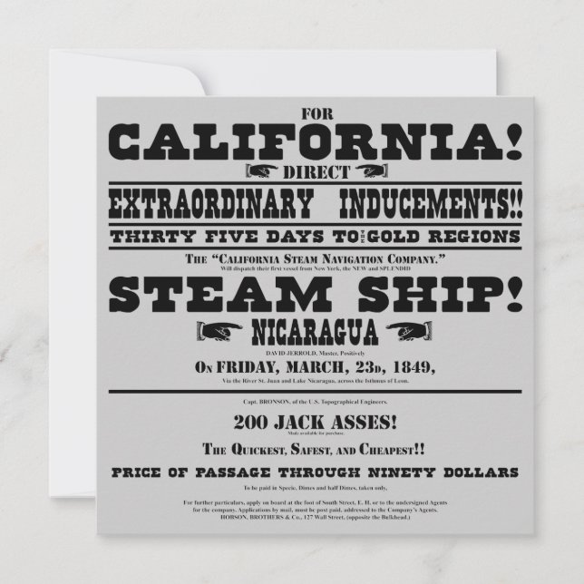 California Gold Rush Handbill (Vorderseite)