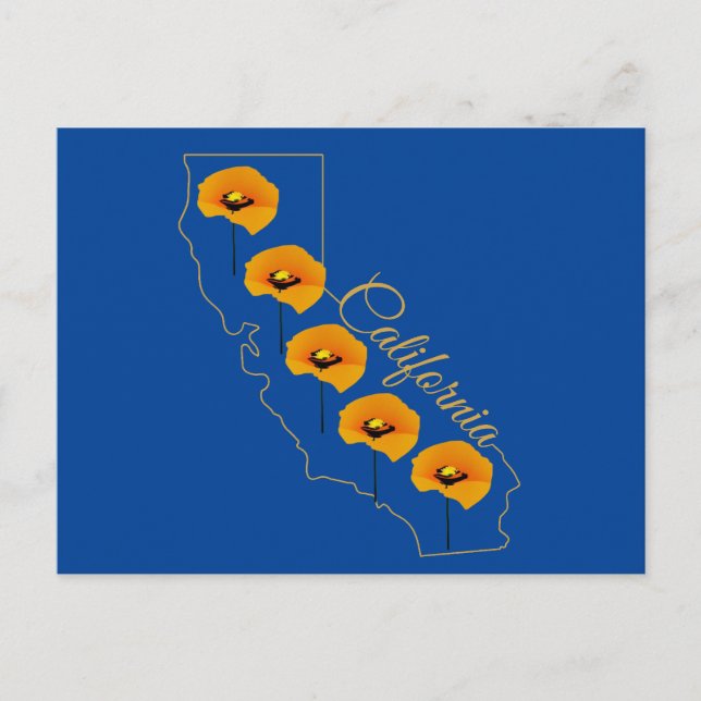 California Golden Staat Poppy Floral Postkarte (Vorderseite)