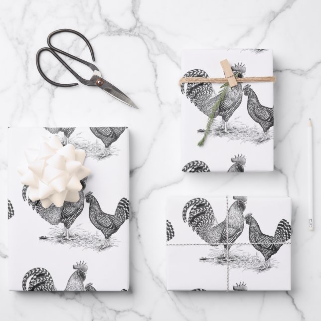 California Gray Rooster and Hen Geschenkpapier Set (Vorderseite)
