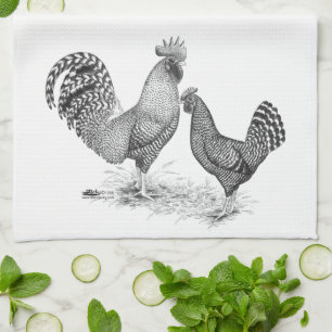 California Gray Rooster und Hen Geschirrtuch