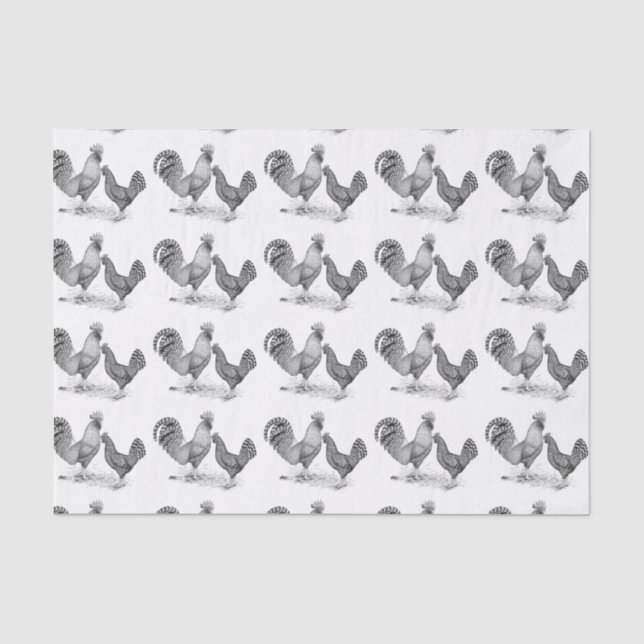 California Gray Rooster und Hen Seidenpapier (Vorderseite)