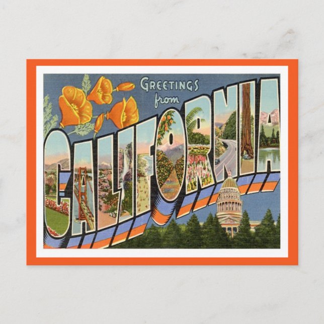 California Greetings From US States Postkarte (Vorderseite)